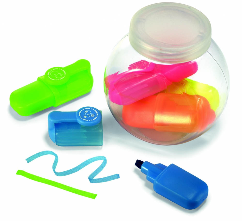 Logo trade business gift photo of: 5 highlighters in container